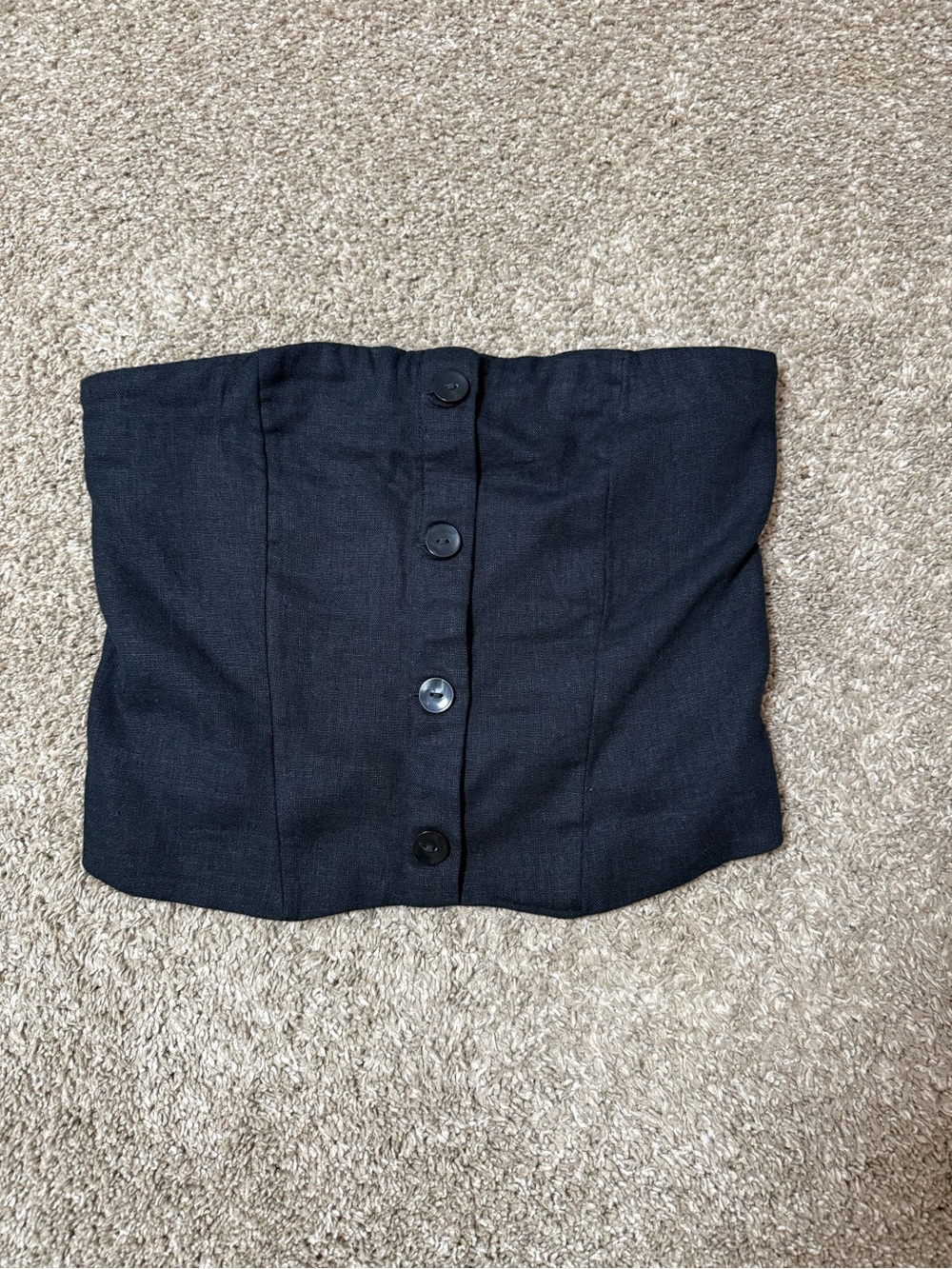 Abercrombie & Fitch Black Strapless Button-Front Bustier Top
